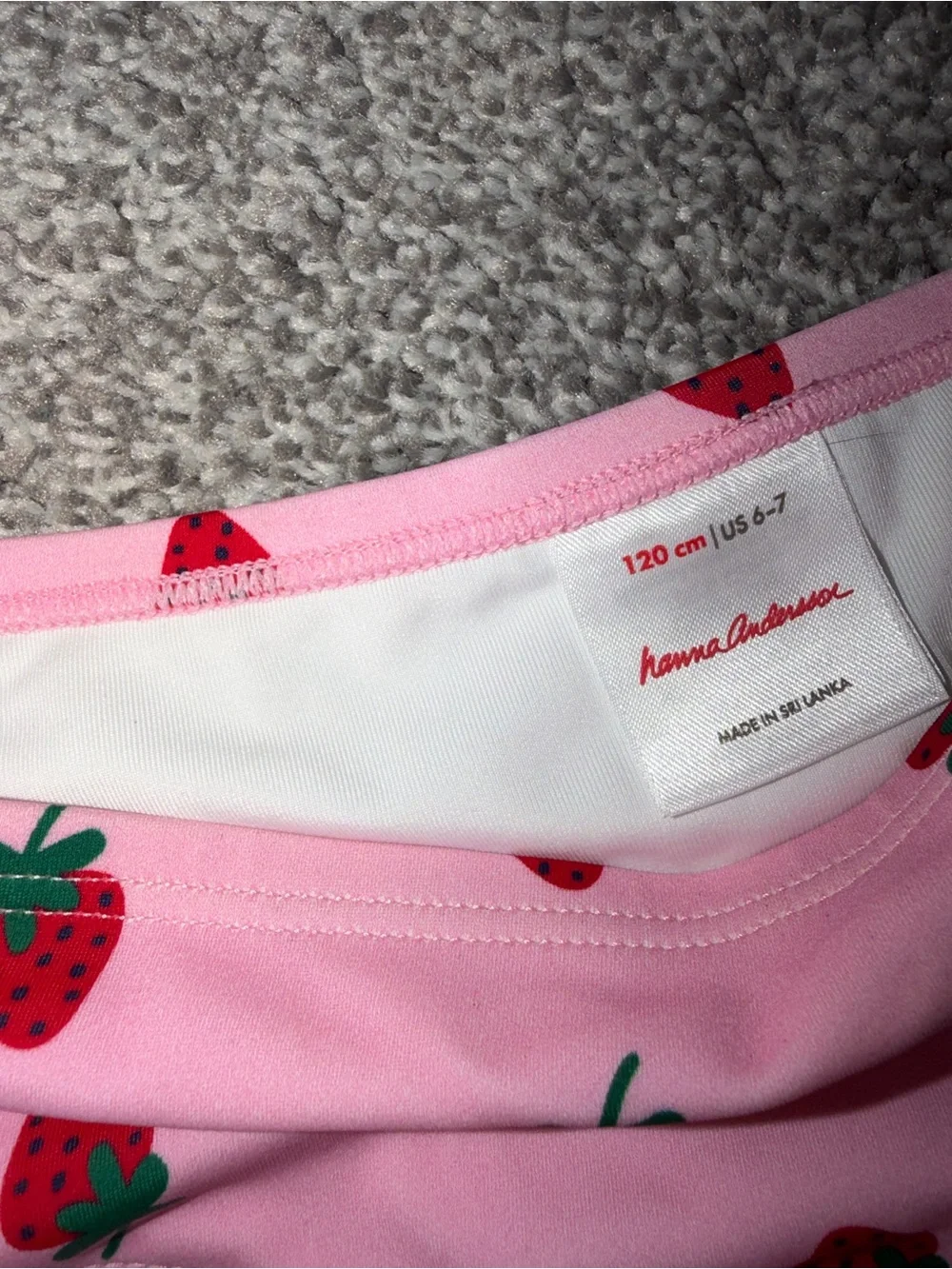 Hanna Andersson Strawberry One Shoulder swim suit 6-7 years